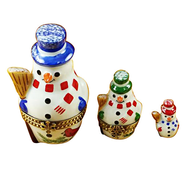 Load image into Gallery viewer, Rochard "Nesting Snowman Set" Limoges Box