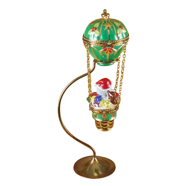 Load image into Gallery viewer, Rochard "Santa in Hot Air Balloon with Brass Stand" Limoges Box