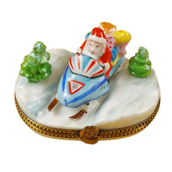 Load image into Gallery viewer, Rochard "Santa on Snowmobile" Limoges Box