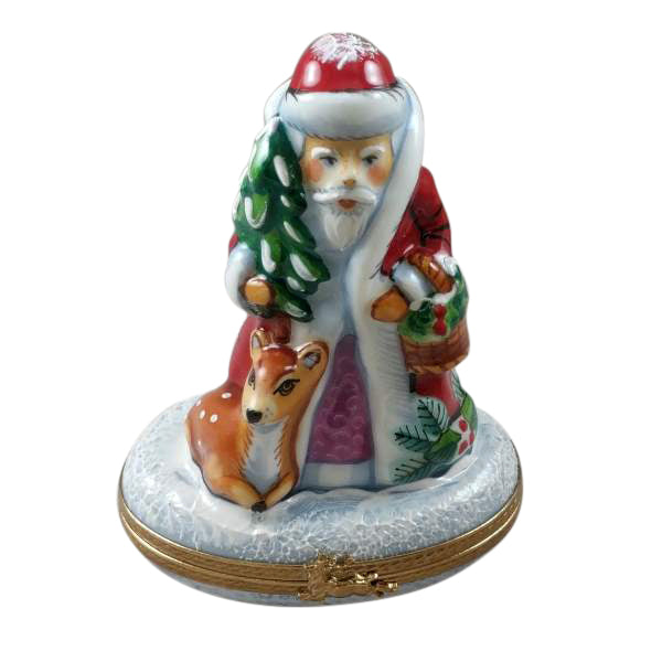 Load image into Gallery viewer, Rochard "Santa with Reindeer and Removable Gift" Limoges Box
