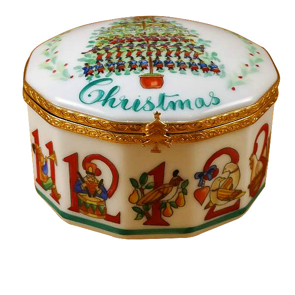 Load image into Gallery viewer, Rochard "Twelve Days of Christmas with Removable Porcelain Wreath" Limoges Box
