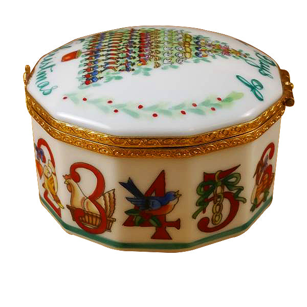Load image into Gallery viewer, Rochard "Twelve Days of Christmas with Removable Porcelain Wreath" Limoges Box
