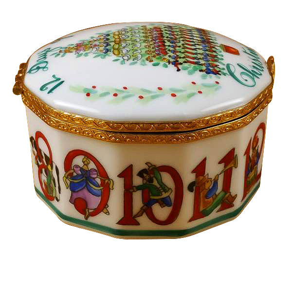 Load image into Gallery viewer, Rochard "Twelve Days of Christmas with Removable Porcelain Wreath" Limoges Box