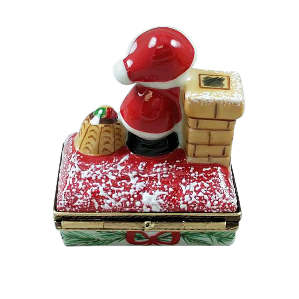 Load image into Gallery viewer, Rochard "Santa on Roof with Gift Bag" Limoges Box