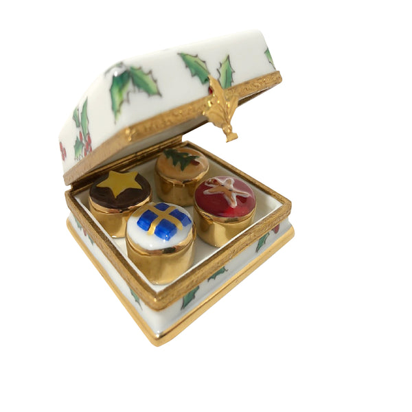 Load image into Gallery viewer, Rochard "Christmas Holly Box with Cupcakes" Limoges Box