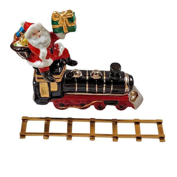 Load image into Gallery viewer, Rochard "Santa on Train with Brass Track" Limoges Box