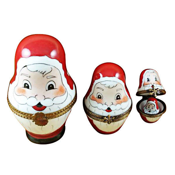 Load image into Gallery viewer, Rochard "Four Nesting Santas" Limoges Box