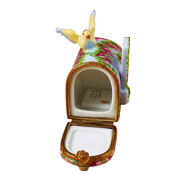 Load image into Gallery viewer, Rochard "Mailbox Wisteria & Yellow Bird" Limoges Box