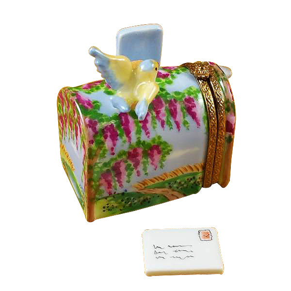 Load image into Gallery viewer, Rochard "Mailbox Wisteria & Yellow Bird" Limoges Box