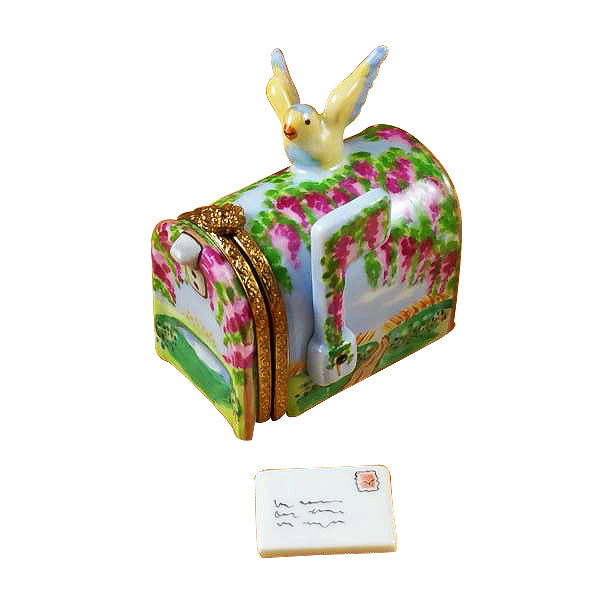 Load image into Gallery viewer, Rochard "Mailbox Wisteria & Yellow Bird" Limoges Box
