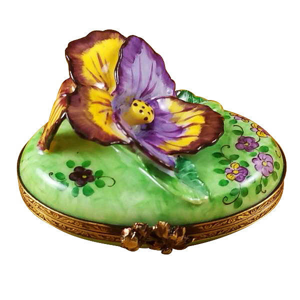 Load image into Gallery viewer, Rochard "Pansy - Purple & Yellow" Limoges Box