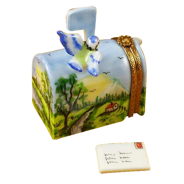 Load image into Gallery viewer, Rochard "Mailbox with Landscape & Removable Porcelain Letter" Limoges Box
