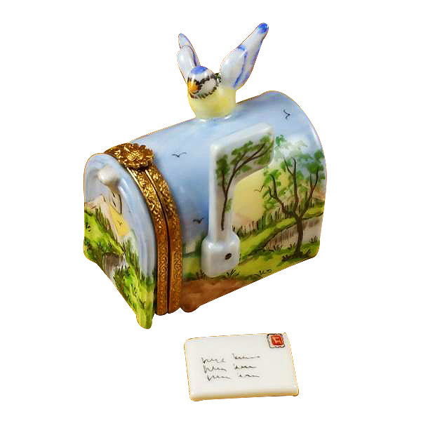 Load image into Gallery viewer, Rochard "Mailbox with Landscape & Removable Porcelain Letter" Limoges Box