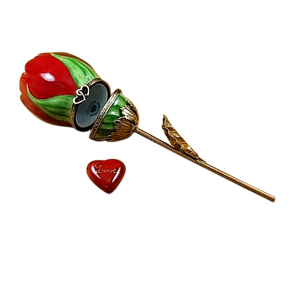 Load image into Gallery viewer, Rochard "Red Rose with Gold Stem" Limoges Box