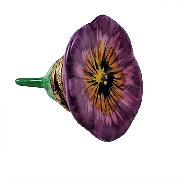 Load image into Gallery viewer, Rochard "Purple & Yellow Pansy" Limoges Box
