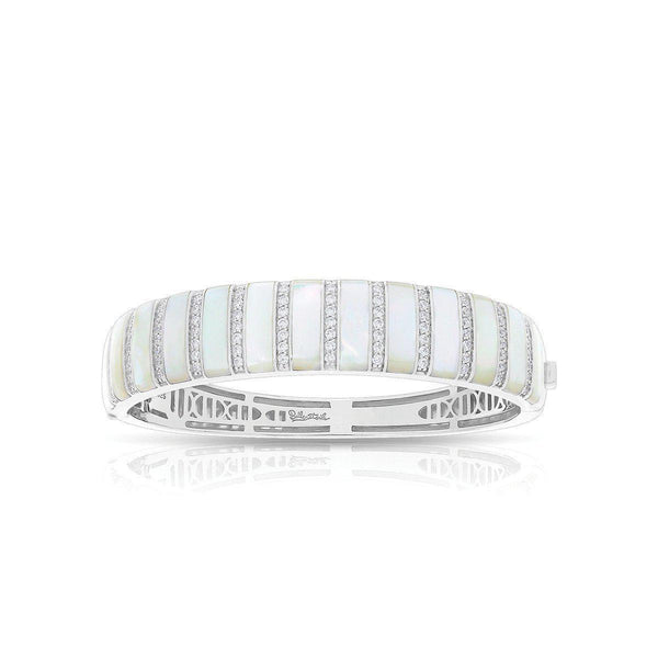 Load image into Gallery viewer, Belle Etoile Regal Stripe Bangle - White Mother-of-Pearl