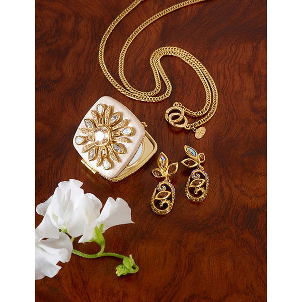 Load image into Gallery viewer, Jay Strongwater Schuyler Maltese Bejeweled Compact - Golden