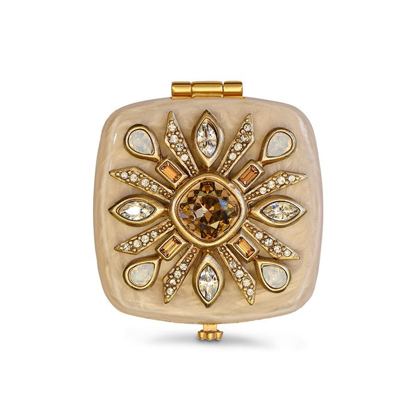 Load image into Gallery viewer, Jay Strongwater Schuyler Maltese Bejeweled Compact - Golden