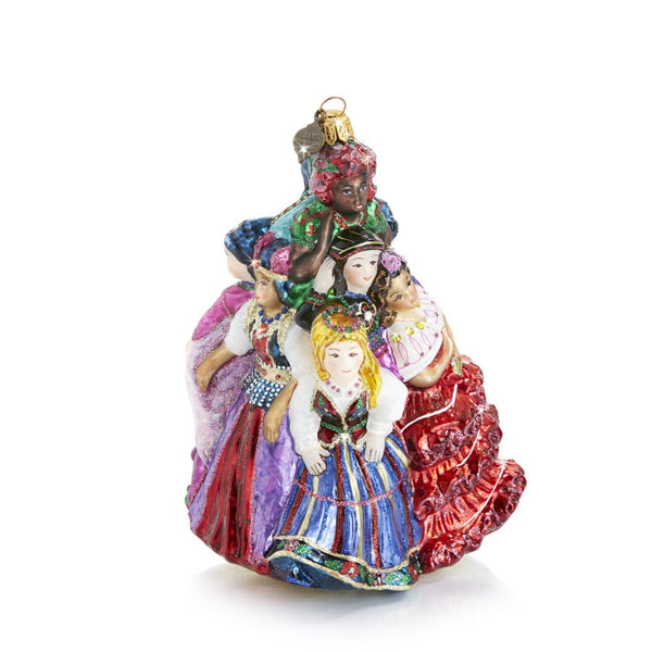 Load image into Gallery viewer, Jay Strongwater Nine Ladies Dancing Glass Ornament