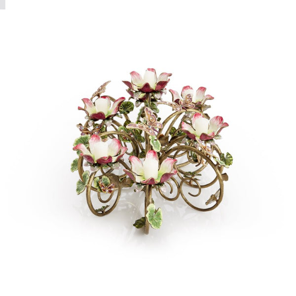 Load image into Gallery viewer, Jay Strongwater Claudine Floral & Butterfly Candelabra