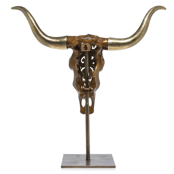 Load image into Gallery viewer, Jay Strongwater Keeffe - Cow Skull Objet with Stand