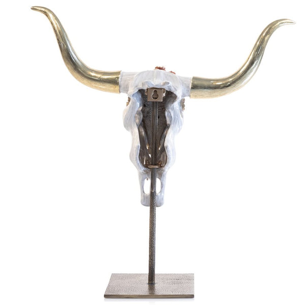 Load image into Gallery viewer, Jay Strongwater Cow Skull With Flowers Objet
