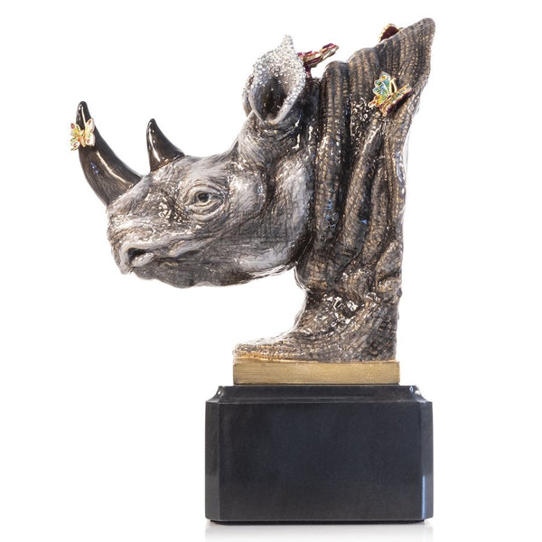 Load image into Gallery viewer, Jay Strongwater Rhino Bust With Butterflies Objet
