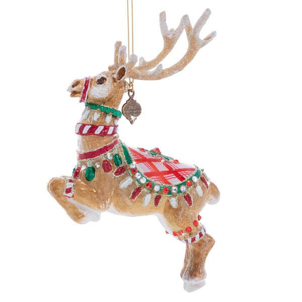 Load image into Gallery viewer, Jay Strongwater Donner Reindeer Glass Ornament