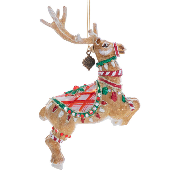 Load image into Gallery viewer, Jay Strongwater Donner Reindeer Glass Ornament