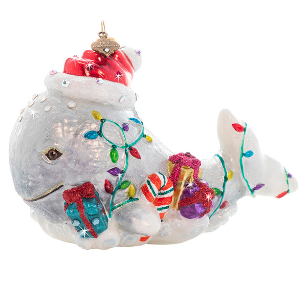 Load image into Gallery viewer, Jay Strongwater Christmas Whale Ornament