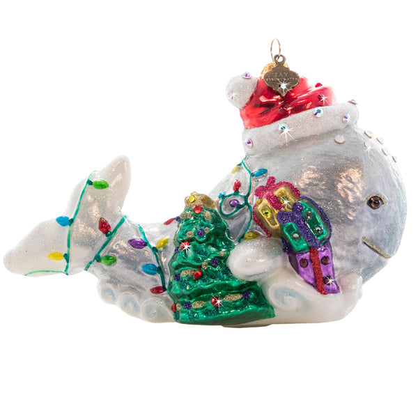 Load image into Gallery viewer, Jay Strongwater Christmas Whale Ornament