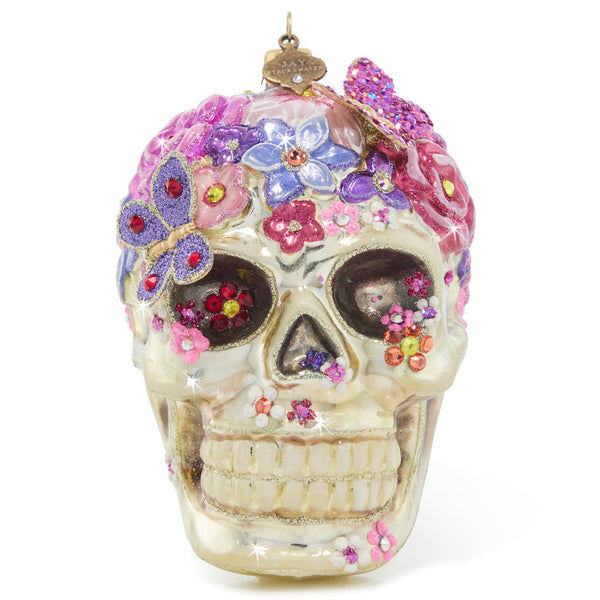 Load image into Gallery viewer, Jay Strongwater Floral Skull Ornament