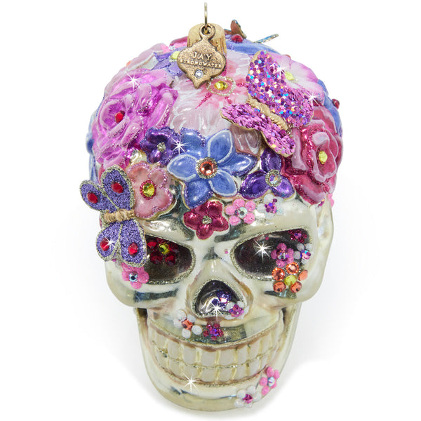 Load image into Gallery viewer, Jay Strongwater Floral Skull Ornament