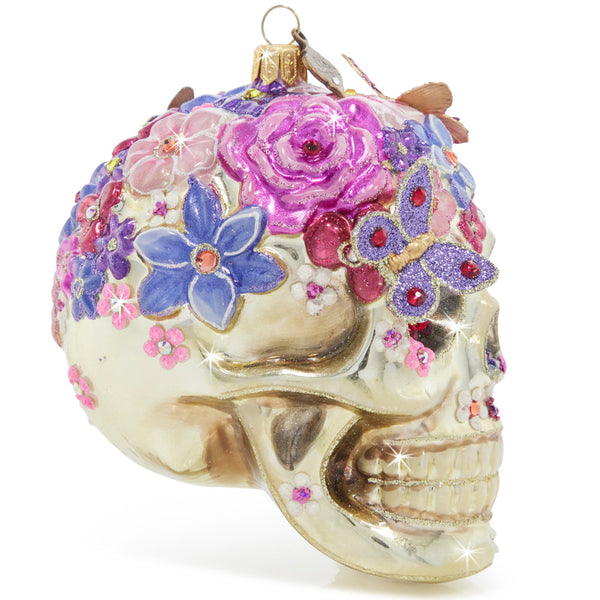 Load image into Gallery viewer, Jay Strongwater Floral Skull Ornament