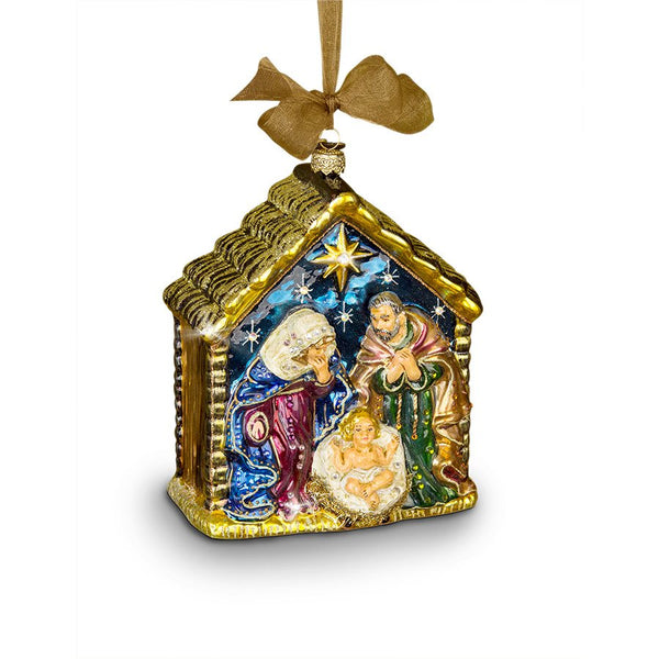 Load image into Gallery viewer, Jay Strongwater Holy Family Glass Ornament