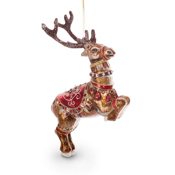 Load image into Gallery viewer, Jay Strongwater Dancer Reindeer Glass Ornament
