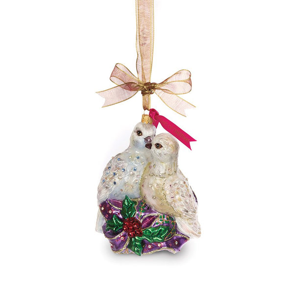 Load image into Gallery viewer, Jay Strongwater Two Turtle Doves Glass Ornament