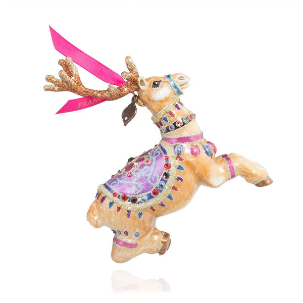 Load image into Gallery viewer, Jay Strongwater Prancer Reindeer Glass Ornament