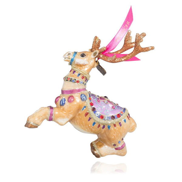 Load image into Gallery viewer, Jay Strongwater Prancer Reindeer Glass Ornament