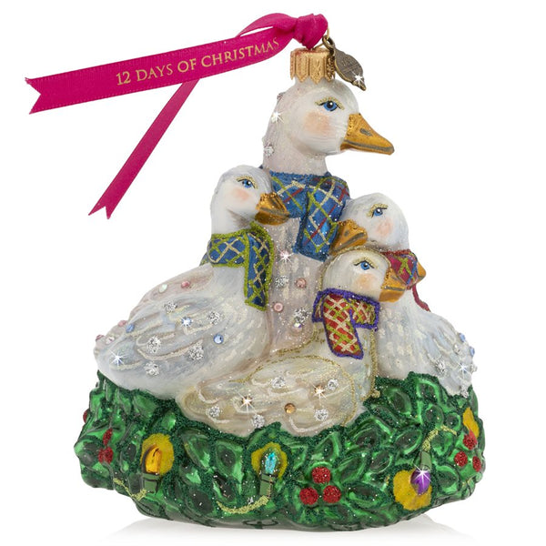 Load image into Gallery viewer, Jay Strongwater Six Geese of Laying Glass Ornament