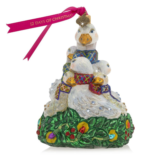 Load image into Gallery viewer, Jay Strongwater Six Geese of Laying Glass Ornament