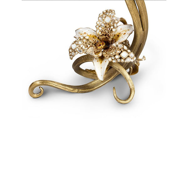 Load image into Gallery viewer, Jay Strongwater Roselyn Orchid Double Candlestick - Golden