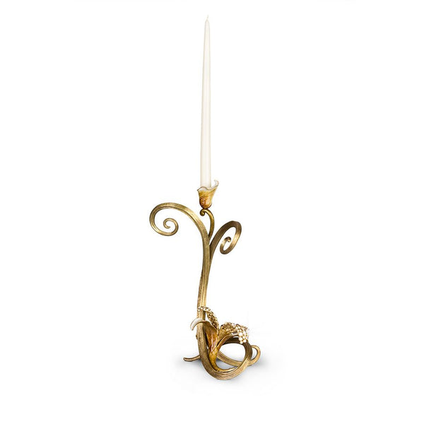 Load image into Gallery viewer, Jay Strongwater Mirabelle Orchid Single Candlestick - Golden