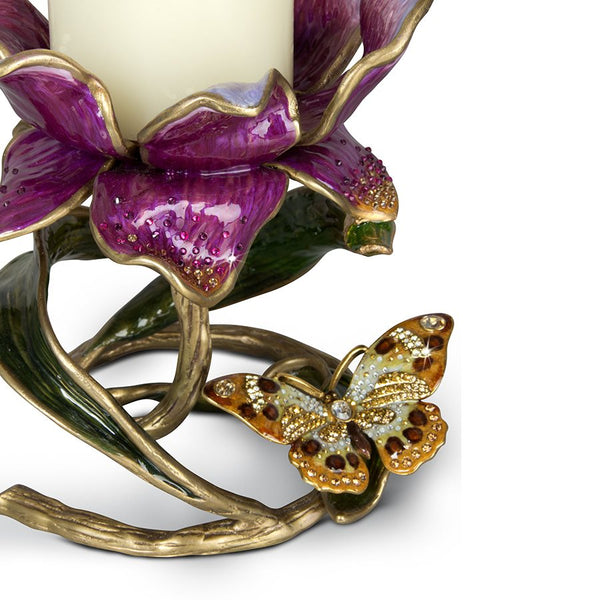 Load image into Gallery viewer, Jay Strongwater Aimee Floral 7" Pillar Candle Holder