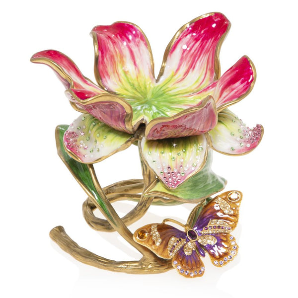 Load image into Gallery viewer, Jay Strongwater Aimee - Floral 7" Pillar Candle Holder - Pink