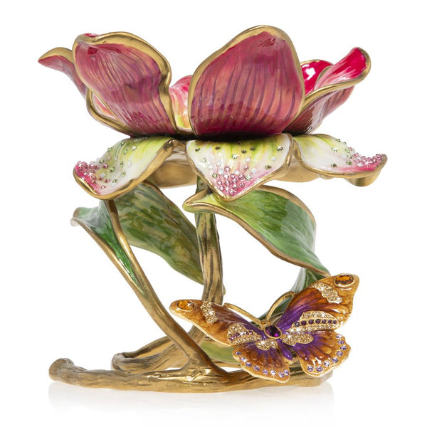 Load image into Gallery viewer, Jay Strongwater Aimee - Floral 7" Pillar Candle Holder - Pink