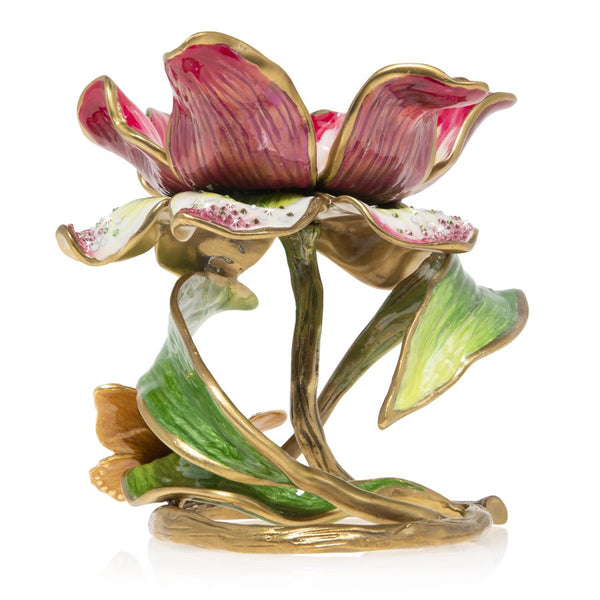 Load image into Gallery viewer, Jay Strongwater Aimee - Floral 7" Pillar Candle Holder - Pink