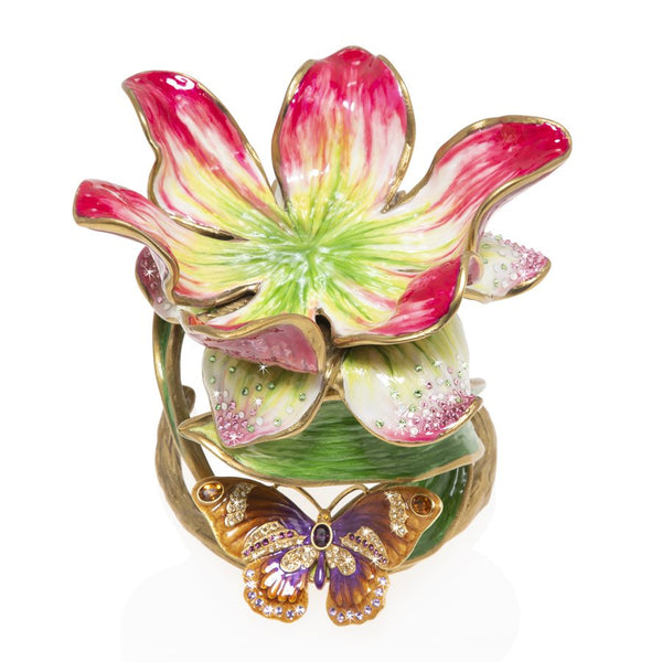 Load image into Gallery viewer, Jay Strongwater Aimee - Floral 7" Pillar Candle Holder - Pink