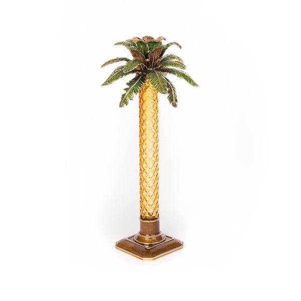 Load image into Gallery viewer, Jay Strongwater Kiana Palm Leaf Jeweled Glass Candlestick