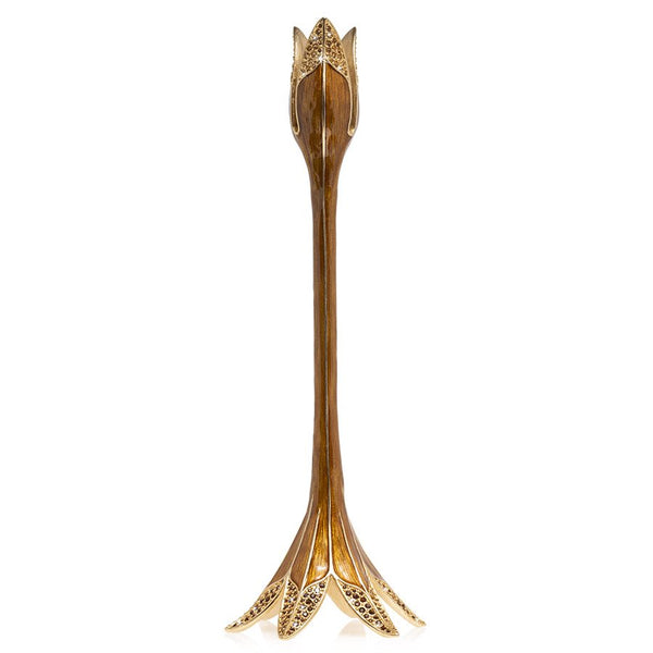 Load image into Gallery viewer, Jay Strongwater Ambrosius - Tulip Tall Candle Stick Holder - Golden Topaz